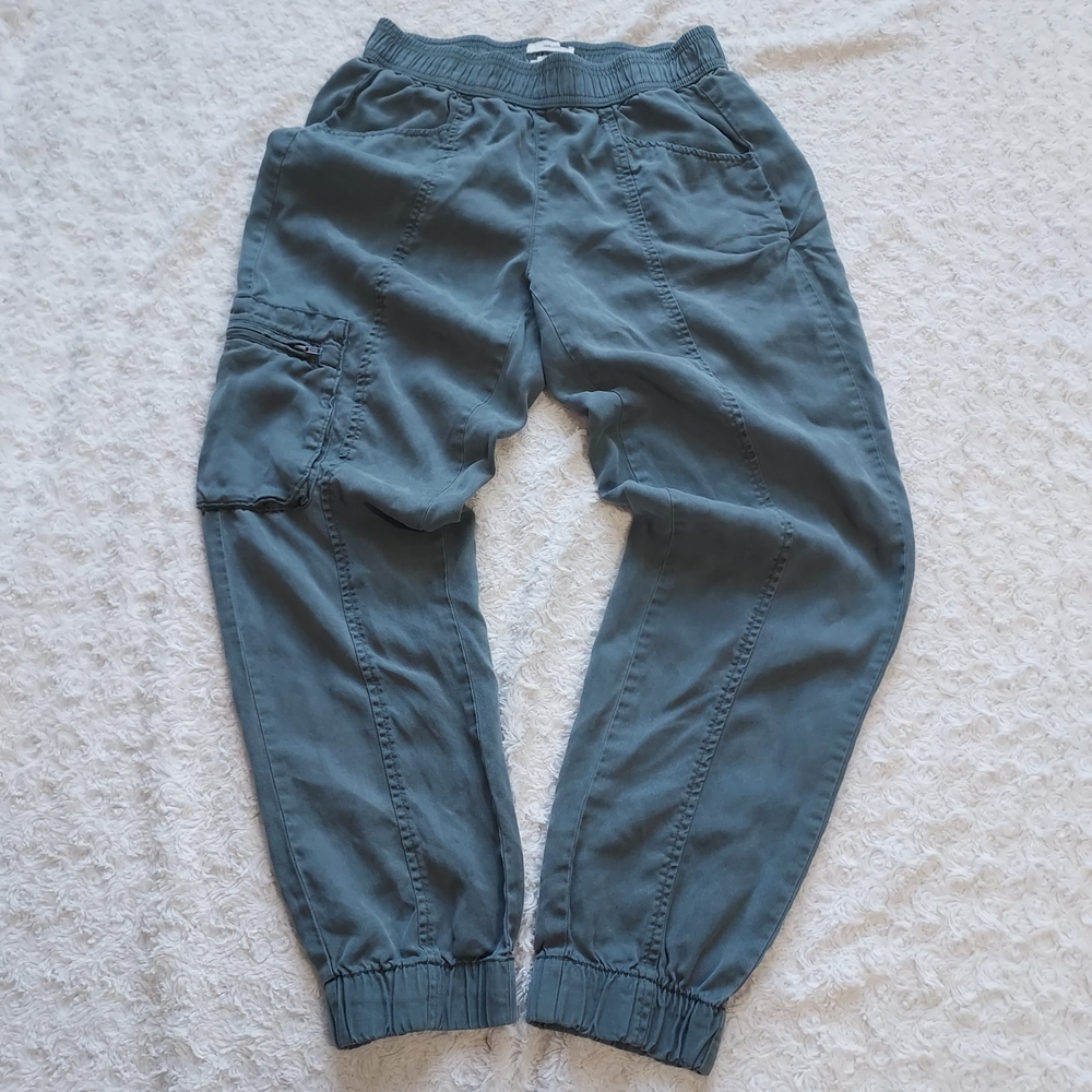 Nicole Miller Small Lyocell Army Green Utility Cargo Joggers Travel Breathable